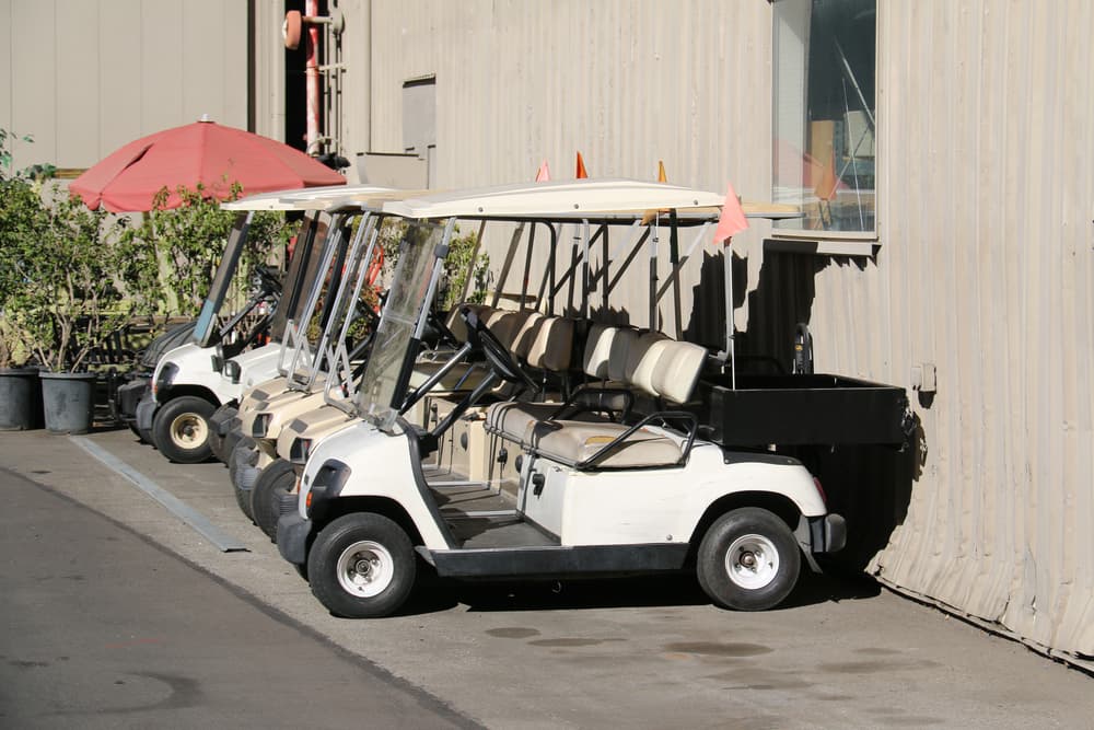 Golf Carts parking in Parking Lot