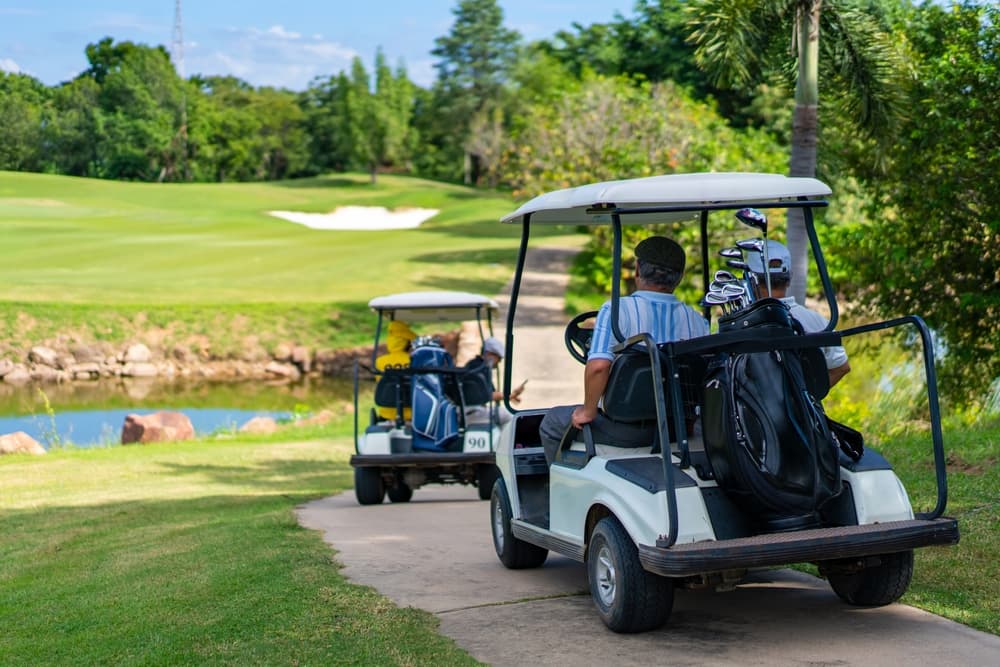 Men riding Golf Cart on a Private or public property