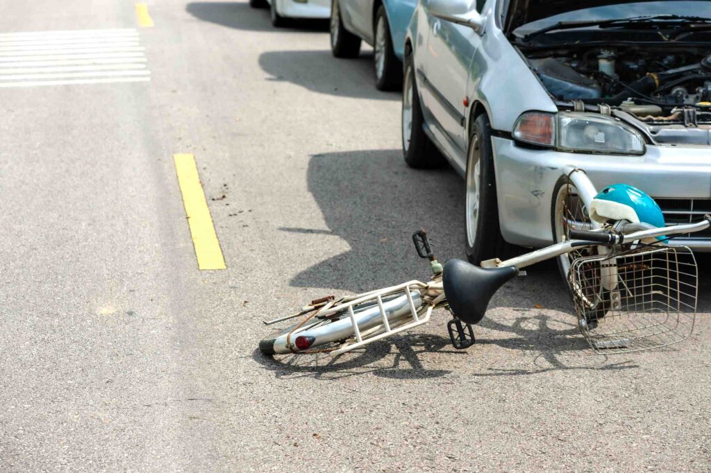 Damaged bicycle after a road collision handled by Safety Harbor bicycle accident lawyers.