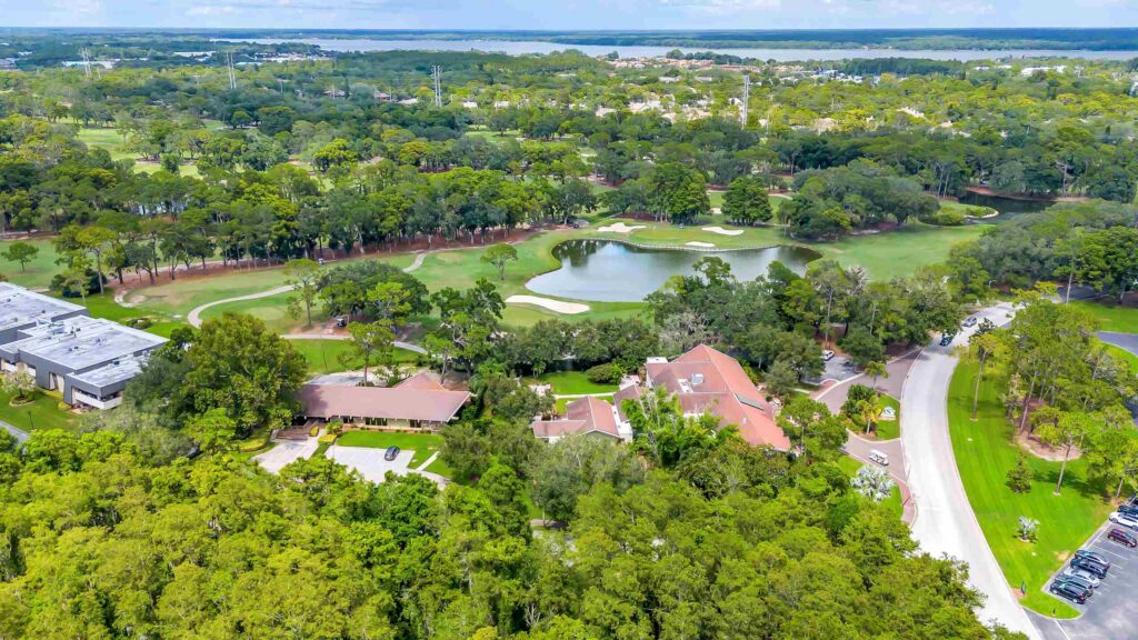 Aerial view of buildings and greenery, representing services by Palm Harbor personal injury lawyers.